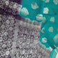 Blue Georgette Silver Checks and Buttas Blue Saree - 