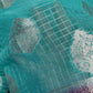 Blue Georgette Silver Checks and Buttas Blue Saree - 
