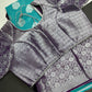 Blue Georgette Silver Checks and Buttas Blue Saree - 