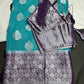 Blue Georgette Silver Checks and Buttas Blue Saree - 