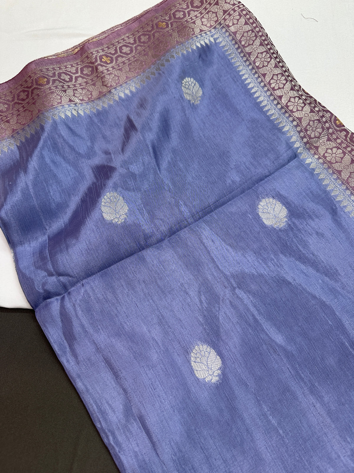 Blue Mauve Crepe Silk Saree - 