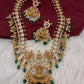 Goddess Lakshmi Peacock Botu Mala Green beads Long Necklace