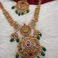 Goddess Lakshmi Red Kemp Green beads Long Necklace