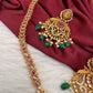 Goddess Lakshmi Red Kemp Green beads Long Necklace