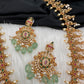 AD Red Green Multi Stone Mint Green beads Ethnic Long Necklace