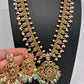 AD Red Green Multi Stone Mint Green beads Ethnic Long Necklace