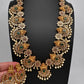 Goddess Lakshmi AD Red Green Multi Stone Long Necklace - 