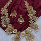Goddess Lakshmi AD Red Green Multi Stone Long Necklace - 