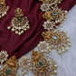 Goddess Lakshmi AD Red Green Multi Stone Long Necklace - 