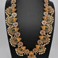 Goddess Lakshmi AD Red Green Multi Stone Long Necklace - 