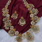 Goddess Lakshmi AD Red Green Multi Stone Long Necklace - 