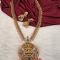 Goddess Lakshmi Pink Pumpkin beads CZ Matte Finish Necklace