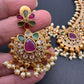 CZ Multi Color Stone  Pearls Bottu Mala Guttapusalu Necklace