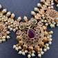 CZ Multi Color Stone  Pearls Bottu Mala Guttapusalu Necklace