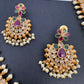 CZ Multi Color Stone  Pearls Bottu Mala Guttapusalu Necklace