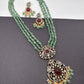 Victorian Kundan Real Emerald Beads Long Necklace