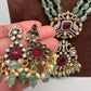 Victorian Kundan Real Emerald Beads Long Necklace