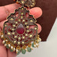 Victorian Kundan Real Emerald Beads Long Necklace