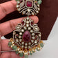Victorian Kundan Real Emerald Beads Long Necklace