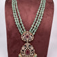 Victorian Kundan Real Emerald Beads Long Necklace