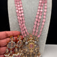 AD Peacock Pendent Pink Beads Necklace