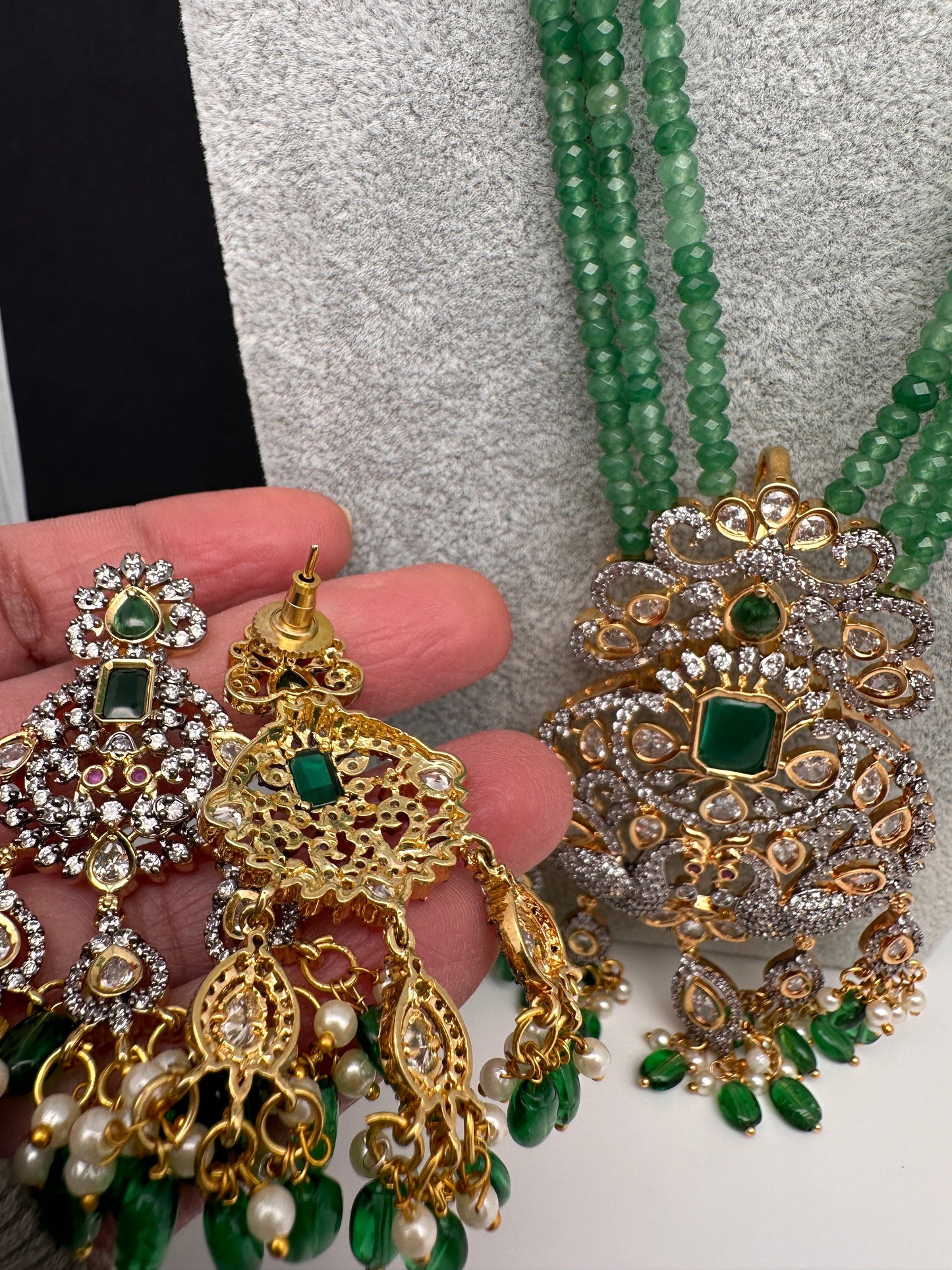 AD Peacock Green Onyx Beads Necklace
