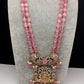 AD Double line Pink Monalisa Beads Necklace