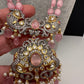 AD Double line Pink Monalisa Beads Necklace