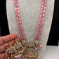 AD Double line Pink Monalisa Beads Necklace