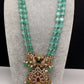 Victorian Multi Stone Double line Mint Monalisa Beads Necklace