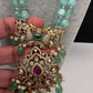 Victorian Multi Stone Double line Mint Monalisa Beads Necklace
