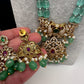 Victorian Multi Stone Double line Mint Monalisa Beads Necklace