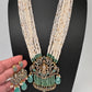 Balaji Mehendi Polish Color Stone Pearls Beads Necklace - LightGreen