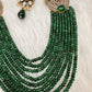 Victorian Kundan Side Brochuer Green Onyx Beads Necklace
