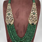 Victorian Kundan Side Brochuer Green Onyx Beads Necklace