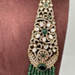Victorian Kundan Side Brochuer Green Onyx Beads Necklace