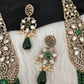 Victorian Kundan Side Brochuer Green Onyx Beads Necklace