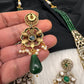 Victorian Kundan Side Brochuer Green Onyx Beads Necklace