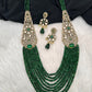 Victorian Kundan Side Brochuer Green Onyx Beads Necklace