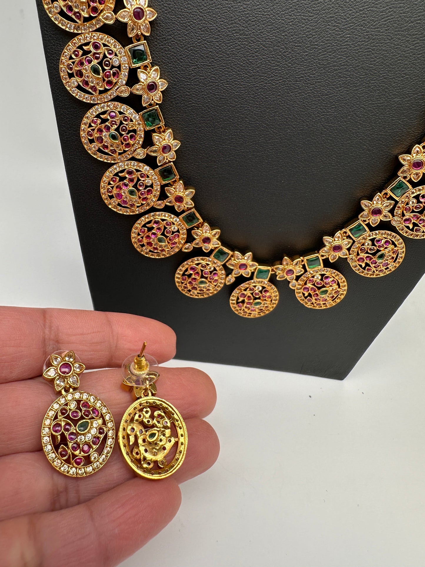 Peacock Pattern Bottu Mala Necklace