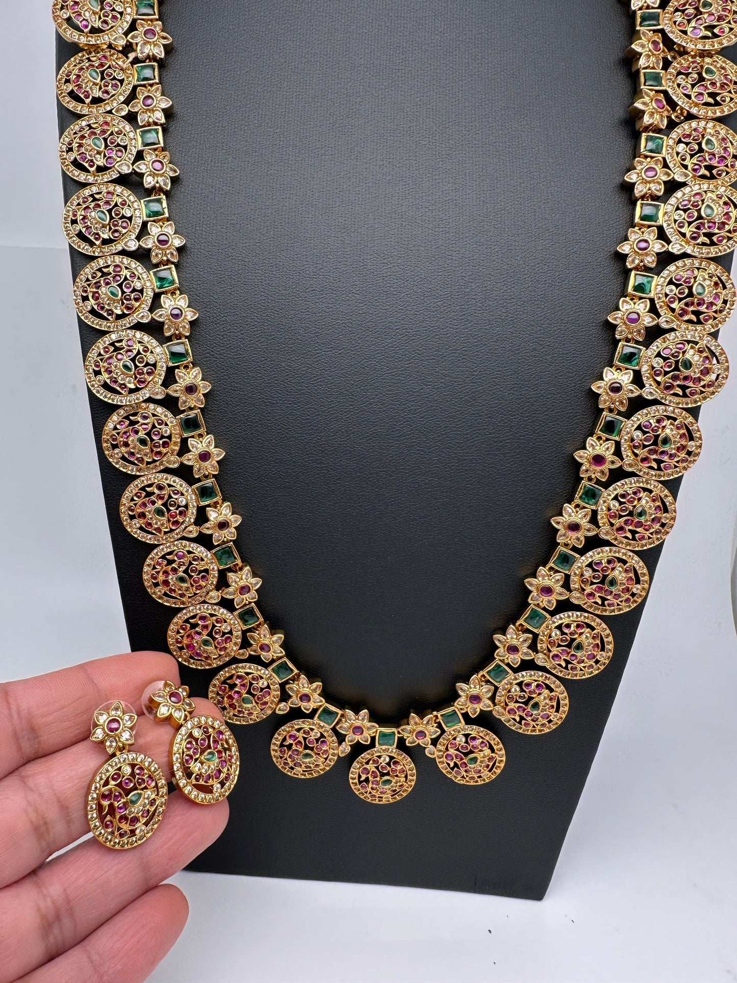 Peacock Pattern Bottu Mala Necklace