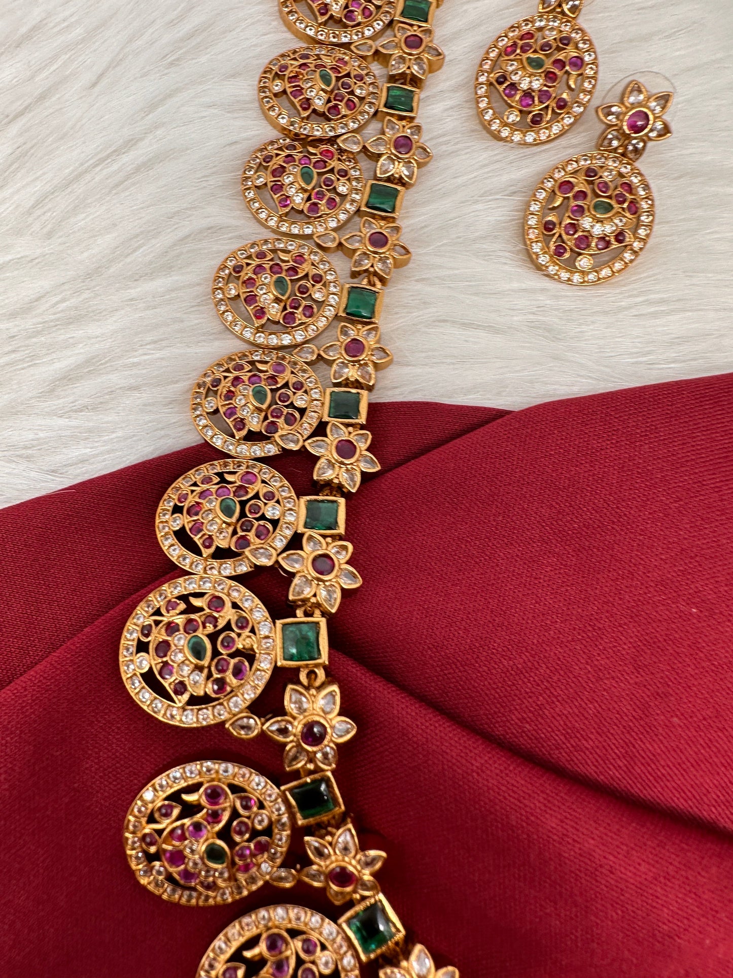 Peacock Pattern Bottu Mala Necklace