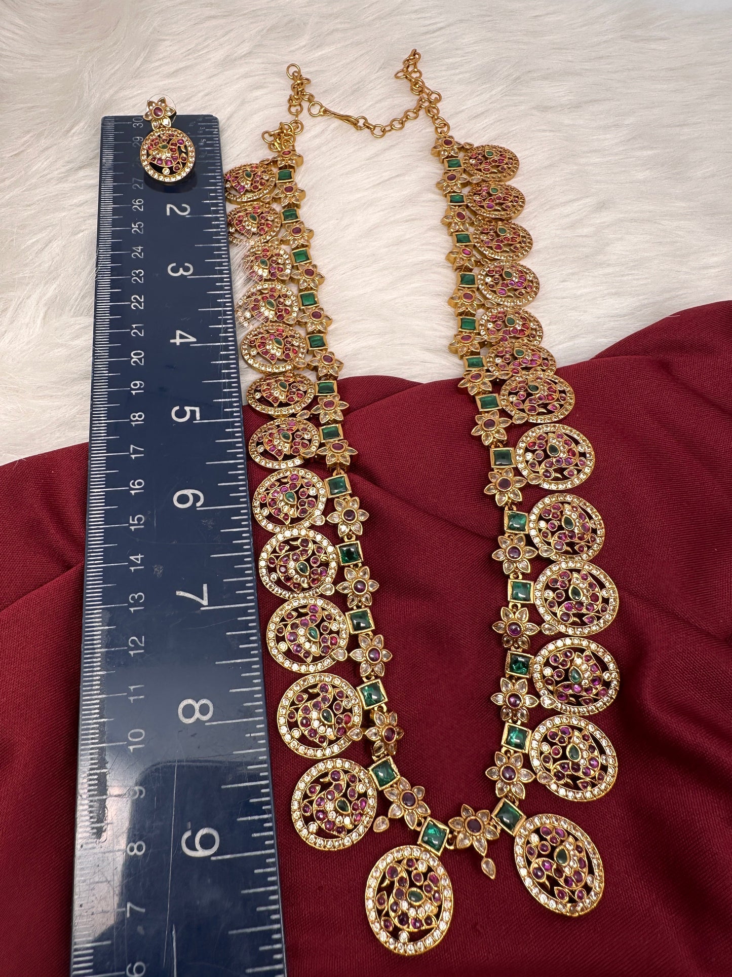 Peacock Pattern Bottu Mala Necklace