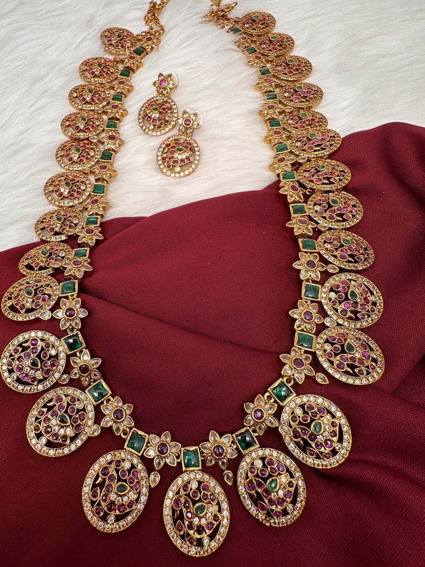 Peacock Pattern Bottu Mala Necklace