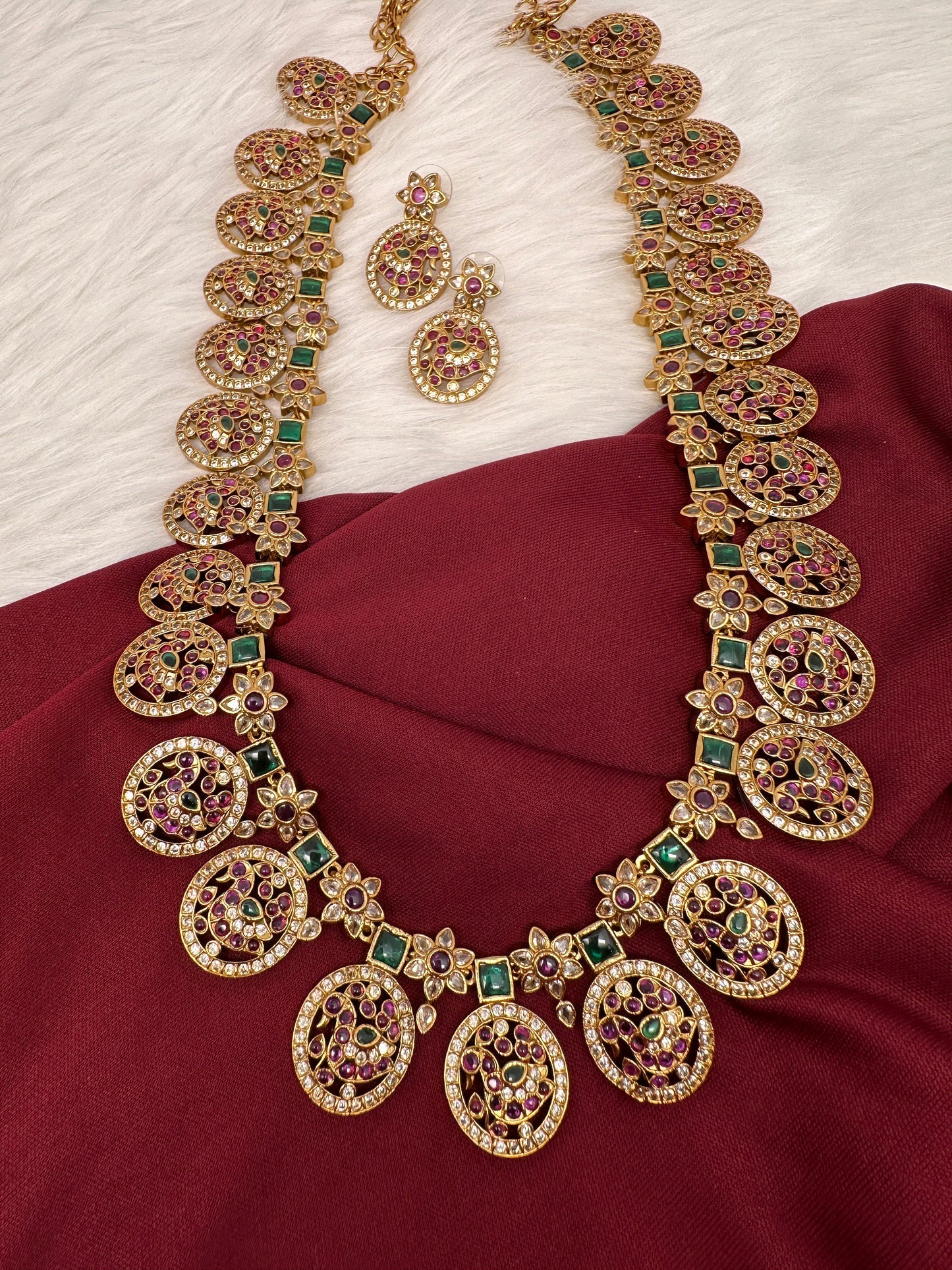 Peacock Pattern Bottu Mala Necklace