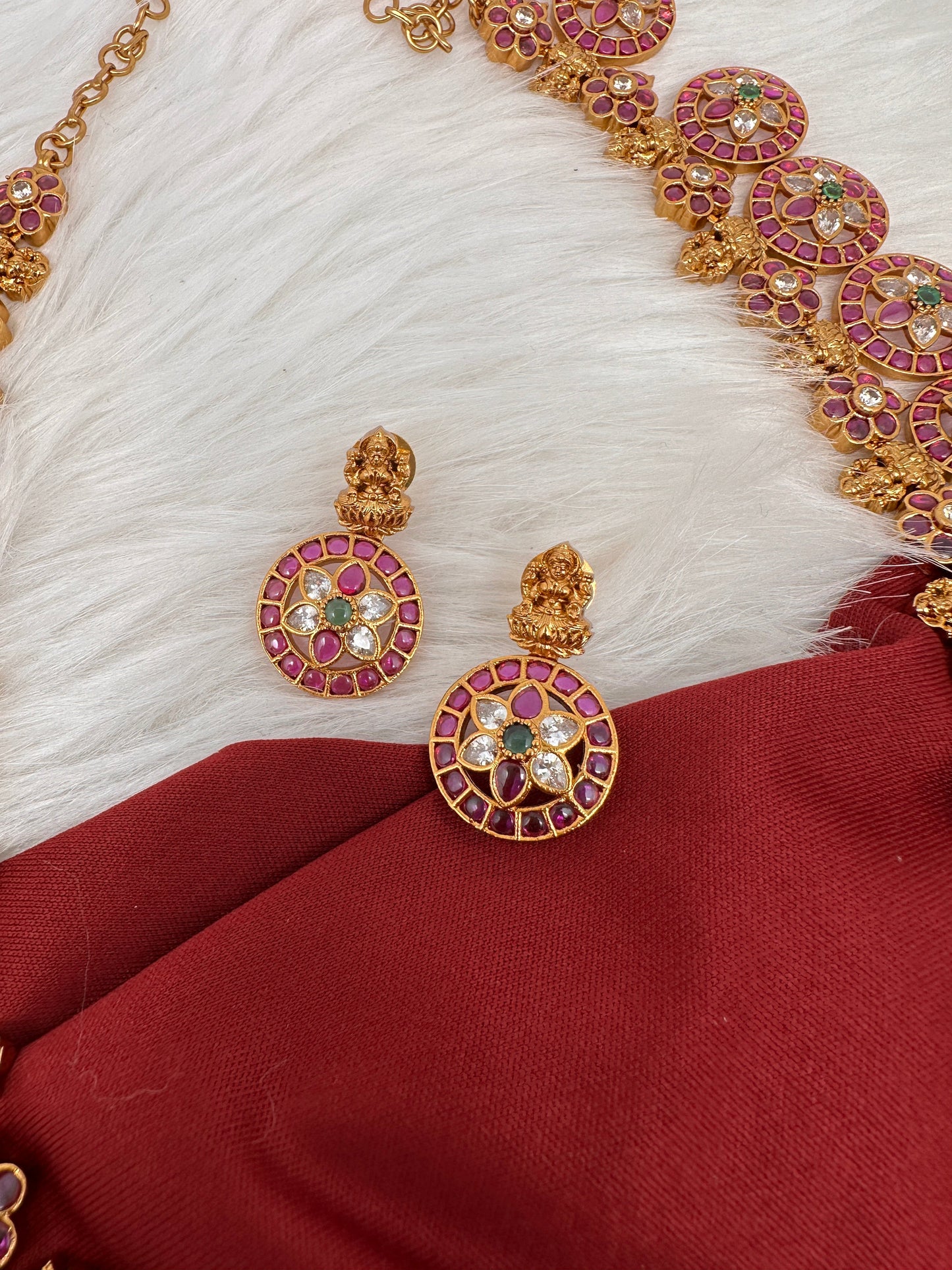 Goddess Lakshmi Bottu Mala Long Necklace