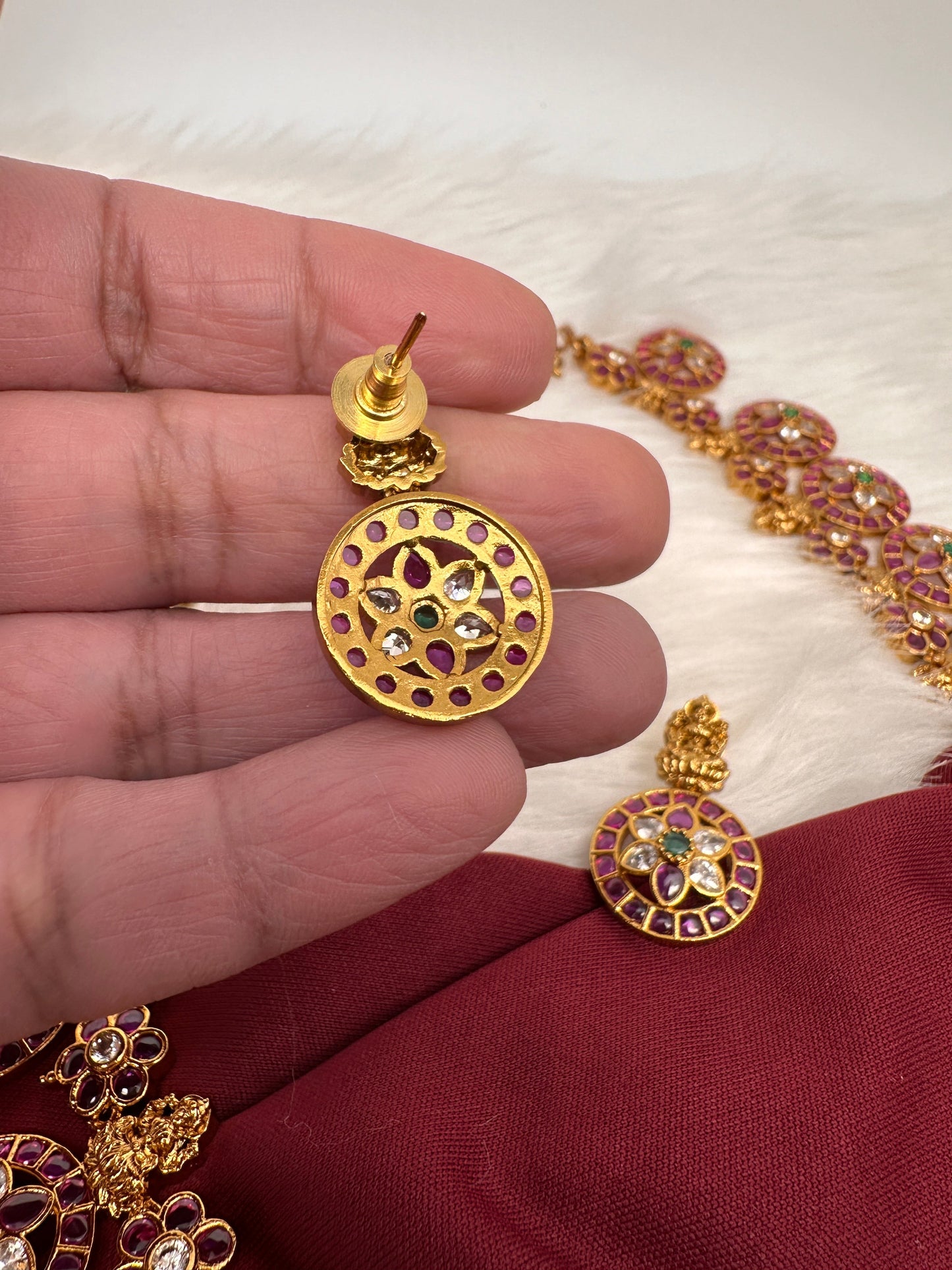 Goddess Lakshmi Bottu Mala Long Necklace