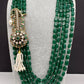 Moissanite Kundan Side Pendent Color Monalisa Beads Necklace - Green