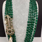 Moissanite Kundan Side Pendent Color Monalisa Beads Necklace - Green