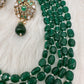 Moissanite Kundan Side Pendent Color Monalisa Beads Necklace - Green